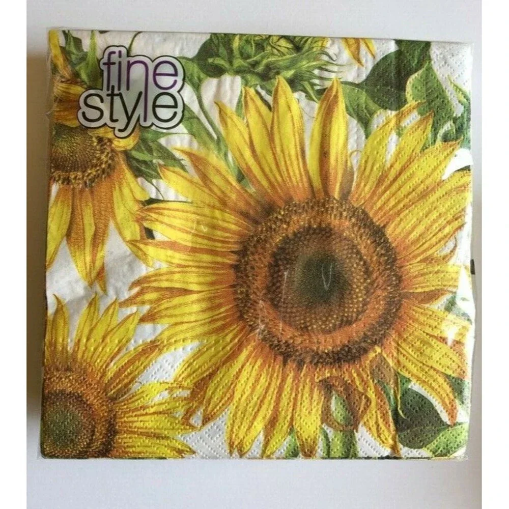 Sunflower Paper Napkins 40 Ct 3-Ply Thanksgiving Fall Lunch Decoupage